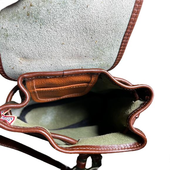 Vintage Dooney & Bourke AWL Mini Tassel Crossbody Green Brown Leather Timeless - Picture 6 of 7